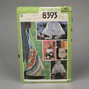 SIMPLICITY  Sewing Pattern #8393-DRAWSTRING BAGS-5 DIFFERENT STYLES